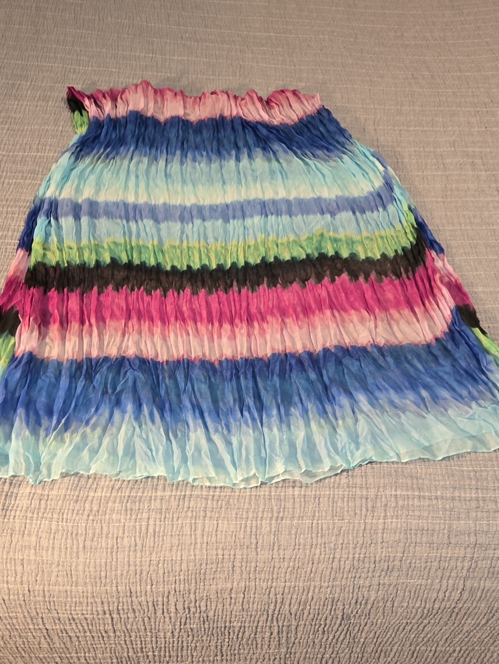 Vintage Multicolor Crinkle Scarf Blue, Pink, Purple  & Green